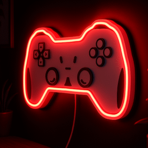 neon led w kształcie pada do gier