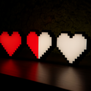 Lampka gamingowa 3D Pixel Hearts - Serce Retro