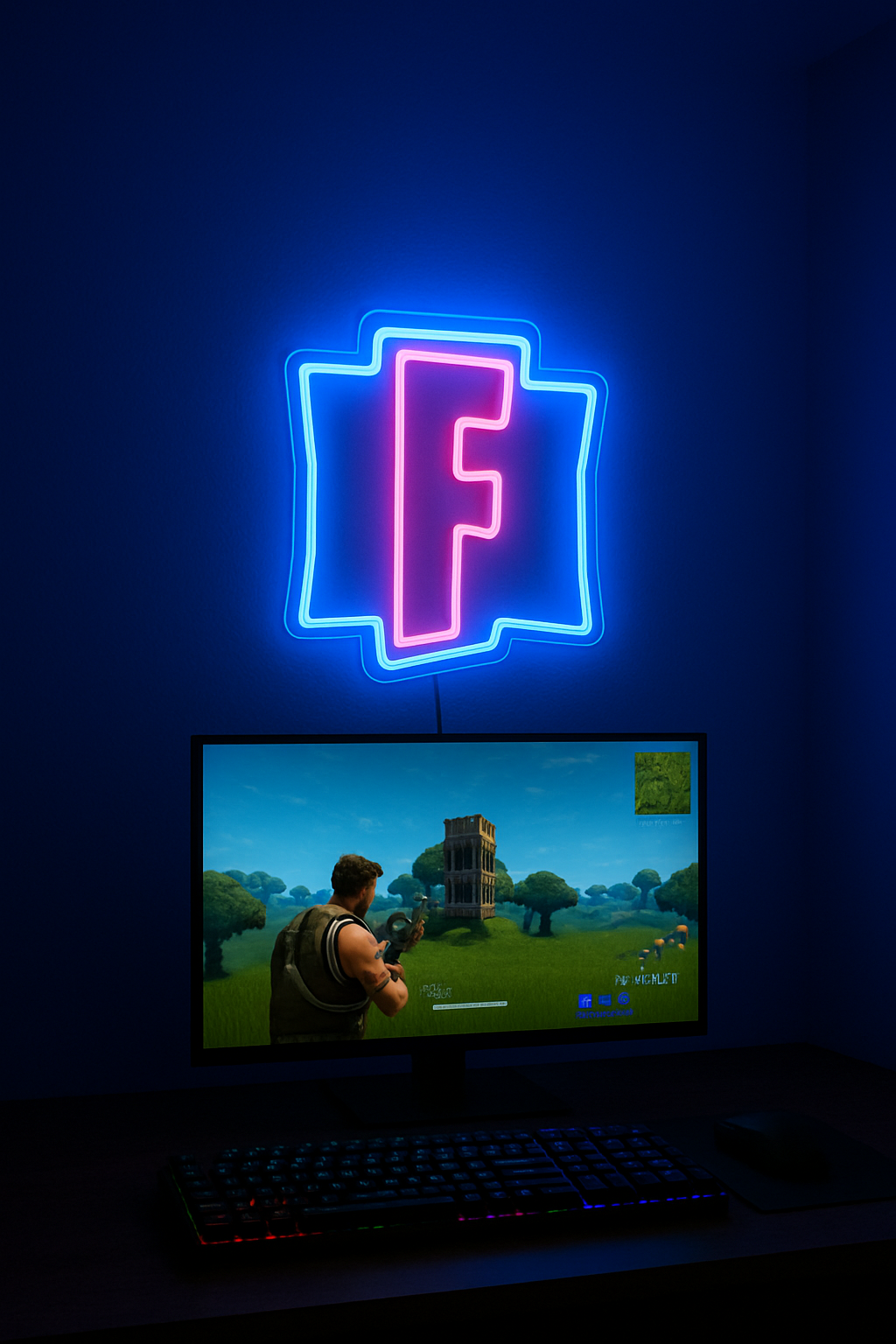 Neon Fortnite LED Dla gracza / gamer / na ściane Fortnite led neon
