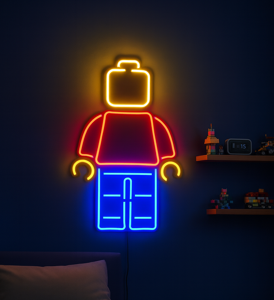 Świecący Ludzik klocek – LED Neon – Prezent – Dekoracja lego neon led