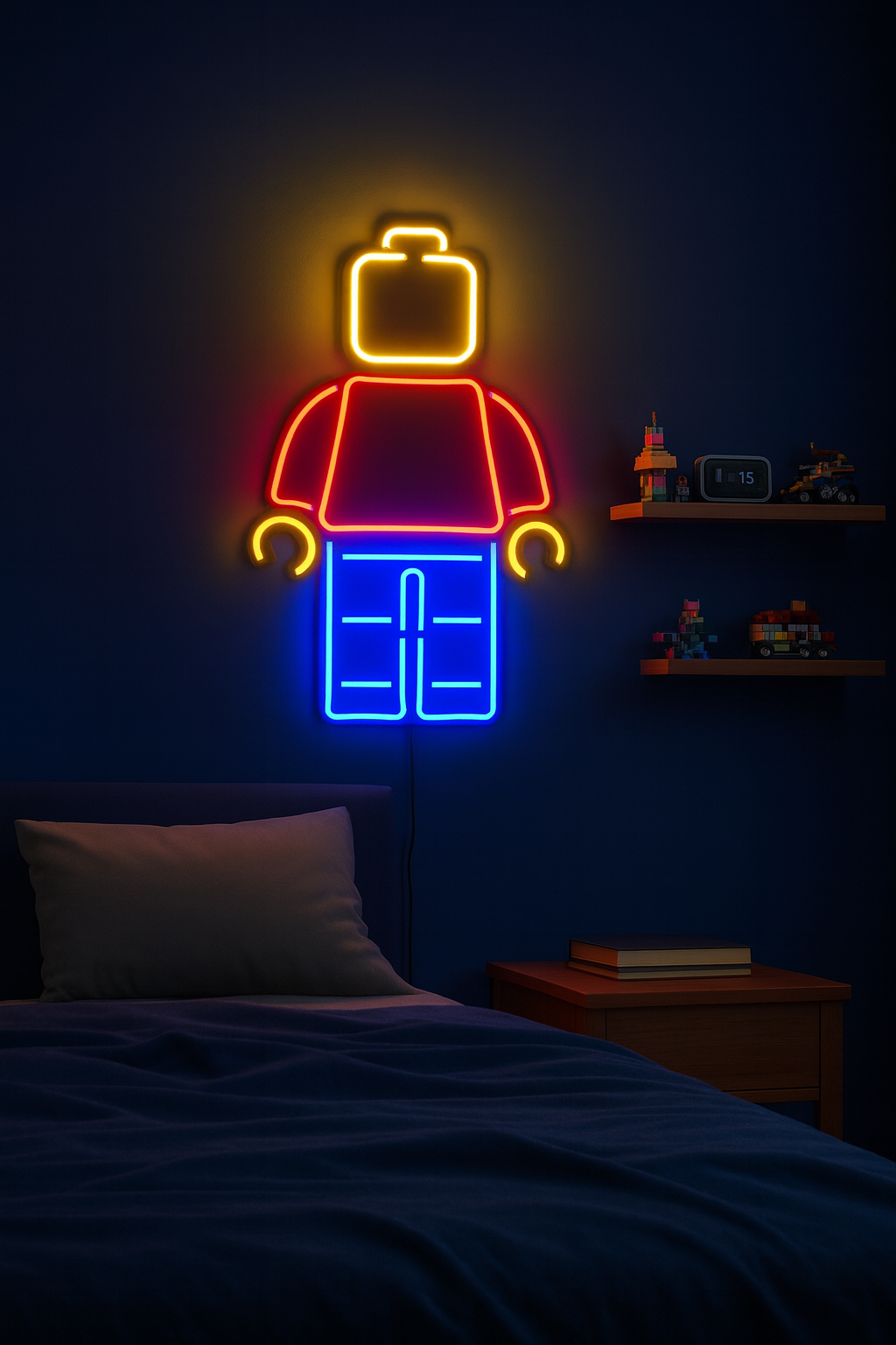 Świecący Ludzik klocek – LED Neon – Prezent – Dekoracja lego neon led