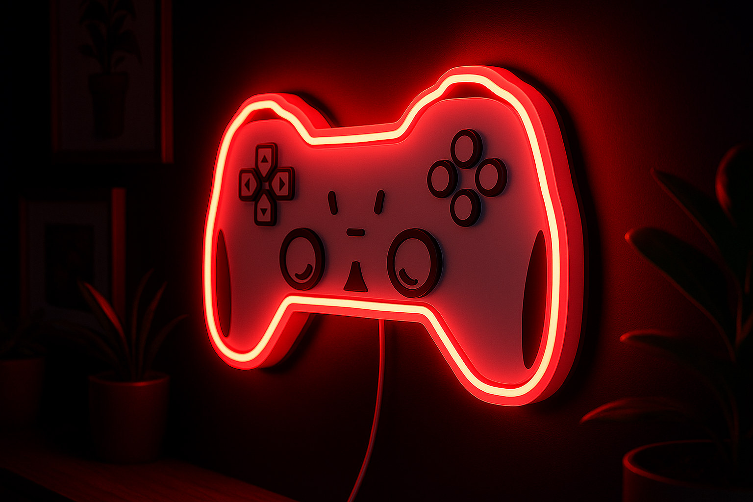Gamepad / Pad do gier LED Neon – Pokój gracza – na ścianę neon led w kształcie pada do gier