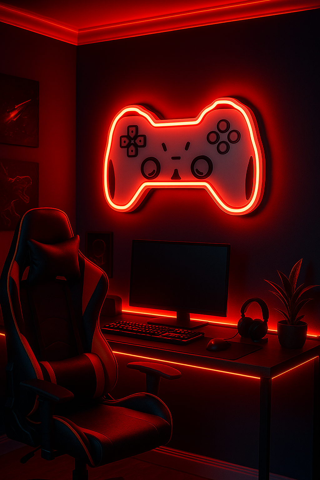 Gamepad / Pad do gier LED Neon – Pokój gracza – na ścianę neon led na ścianę